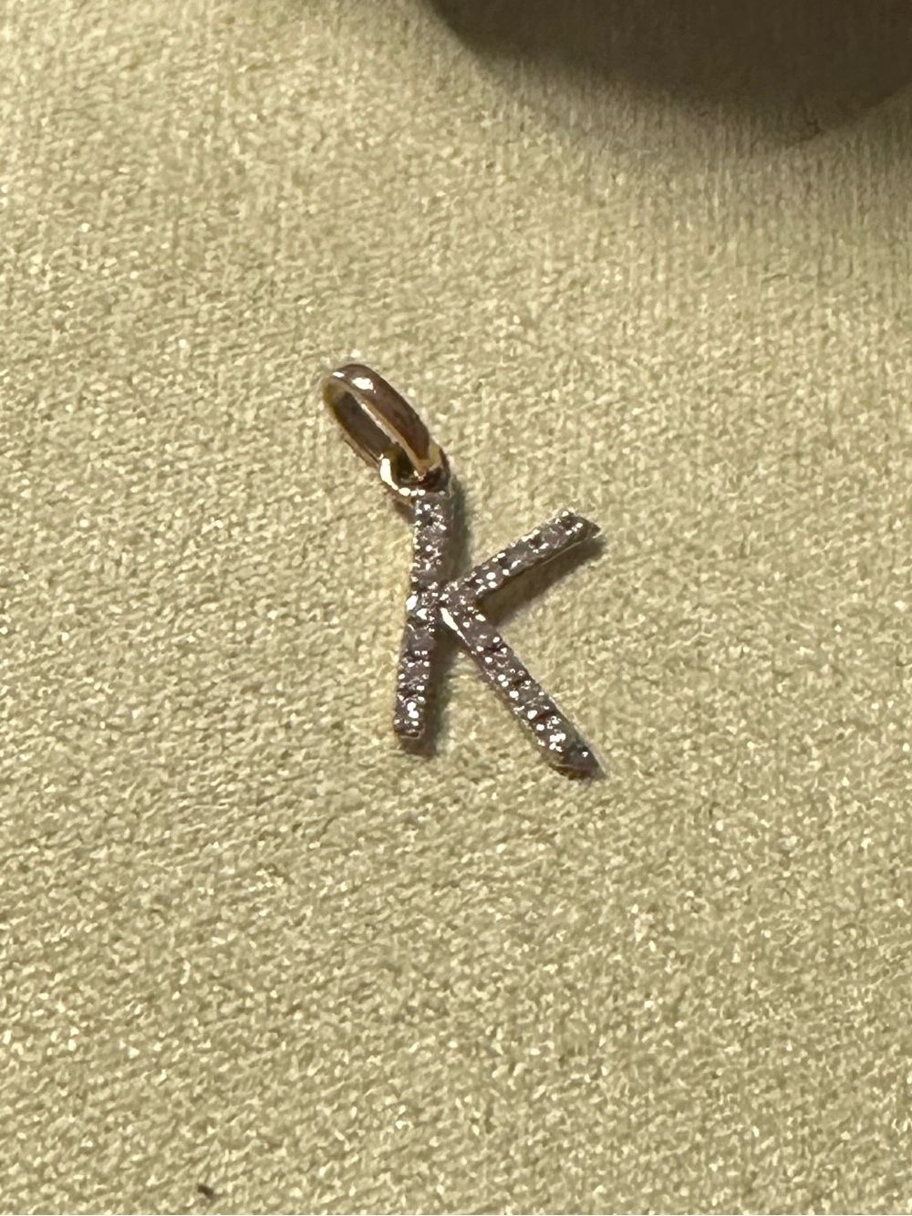 Solid gold diamond K pendant